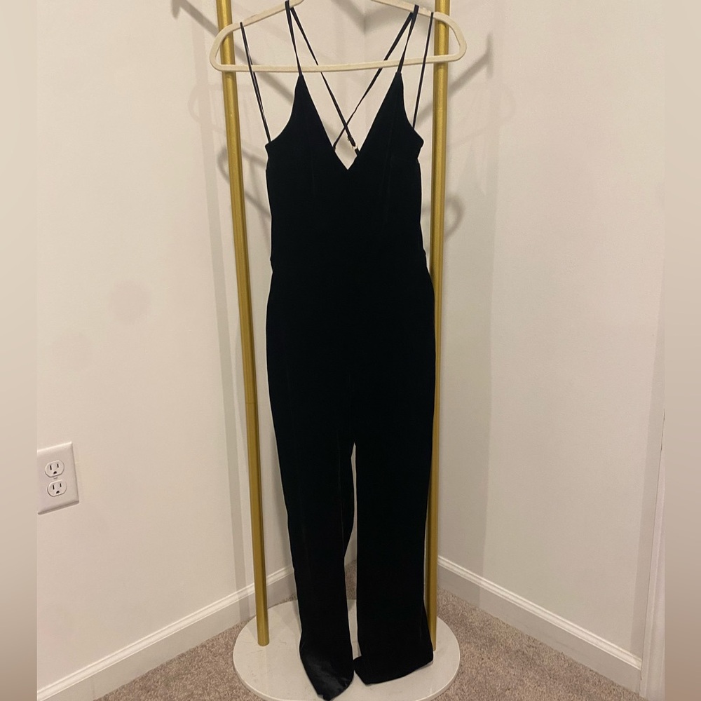 Express black velvet jumpsuit